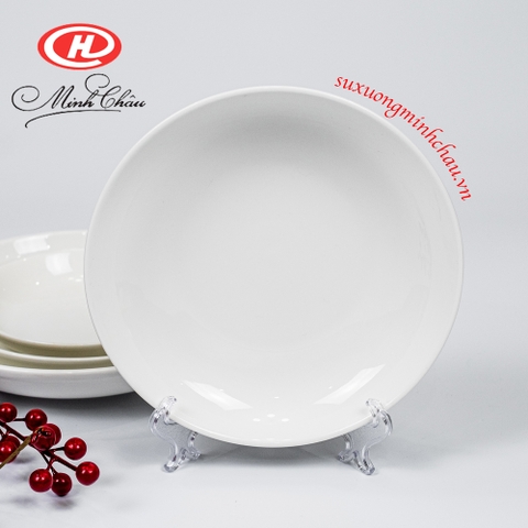 Đĩa Sứ Minh Châu Cao Cấp Sâu Lòng Trắng Trơn Kiểu Hàn Quốc