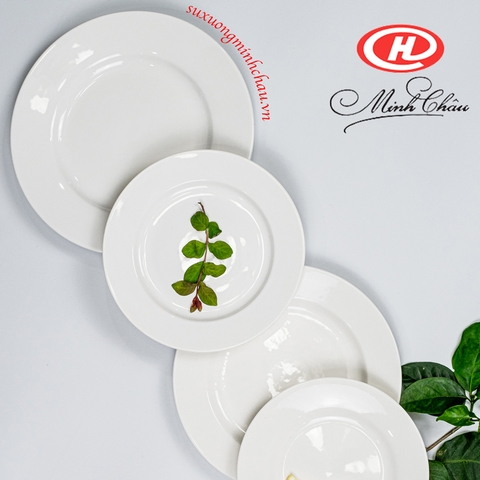 Đĩa Sứ Minh Châu Cao Cấp Tròn Dáng Bằng Trắng Trơn ( Nhiều Size)