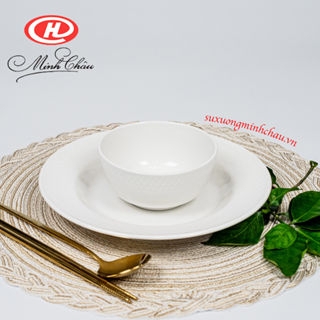 Bộ Bát Cơm Viền Sần Vằn Sứ Minh Châu Cao Cấp Kiểu Pháp