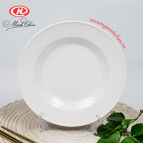 Đĩa Tròn Sâu Vằn Sứ Minh Châu Cao Cấp Nhiều Màu Sắc