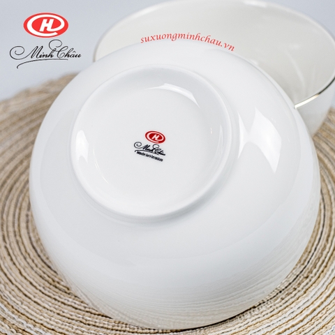 Bát tô sứ xương trắng trơn Và Kẻ Vàng kiểu Hàn sứ Minh Châu - BONETH07