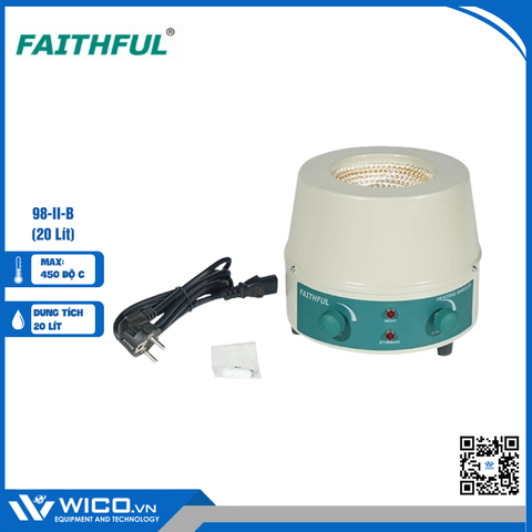 Bếp Đun Bình Cầu Có Khuấy Từ Faithful 98-II-B | 20 Lít