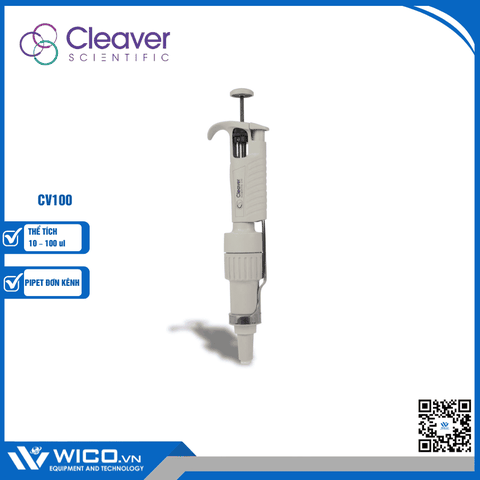 Pipet đơn kênh thay đổi thể tích Cleaver Scientific CV100 (10 - 100 ul)