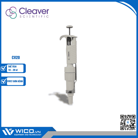 Pipet đơn kênh thay đổi thể tích Cleaver Scientific CV20 (2 - 20 ul)