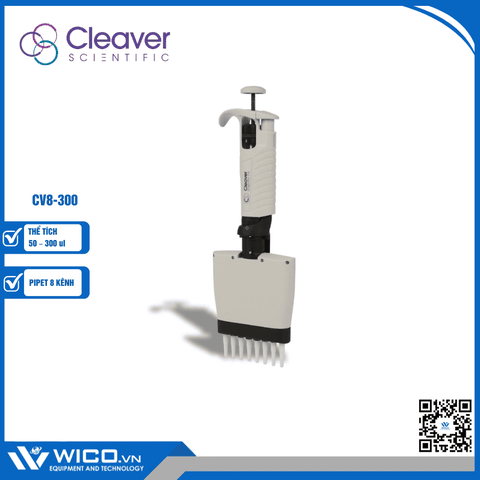 Pipet 8 kênh thay đổi thể tích Cleaver Scientific CV8-300 (50 – 300 ul)