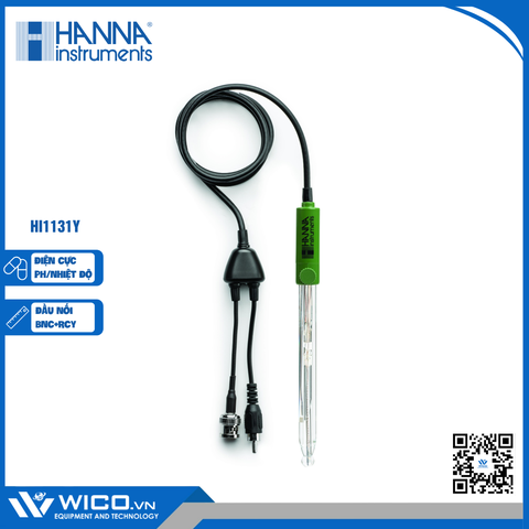 Điện Cực pH/Nhiệt Độ Thủy Tinh Cổng BNC+RCY Hanna HI1131Y