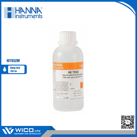 Dung Dịch Hiệu Chuẩn TDS 1382 mg/L (ppm), Chai 250mL HI7032M