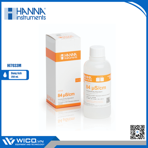 Dung Dịch Hiệu Chuẩn Độ Dẫn 84 µS/cm, Chai 250mL HI7033M