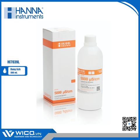 Dung Dịch Hiệu Chuẩn Độ Dẫn (EC) 5000 µS/cm, Chai 500mL HI7039L