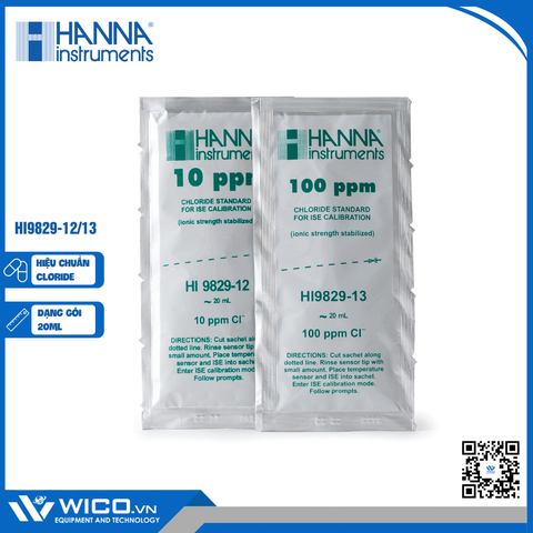 Dung Dịch Hiệu Chuẩn Cloride 10ppm Dạng Gói 20mL (10 Gói Mỗi Loại) HI9829-12/13