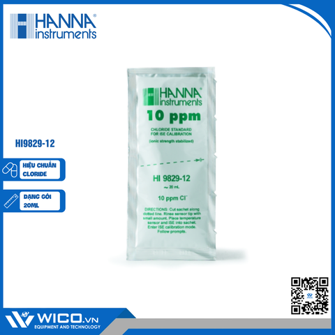 Dung Dịch Hiệu Chuẩn Cloride 10ppm Dạng Gói 20mL (25 Gói) HI9829-12