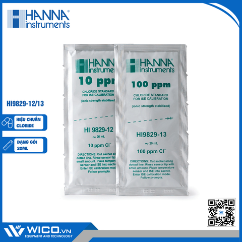 Dung Dịch Hiệu Chuẩn Cloride 10ppm Dạng Gói 20mL (10 Gói Mỗi Loại) HI9829-12/13