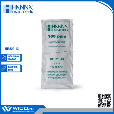 Dung Dịch Hiệu Chuẩn Cloride 100ppm Dạng Gói 20mL (25 Gói) HI9829-13