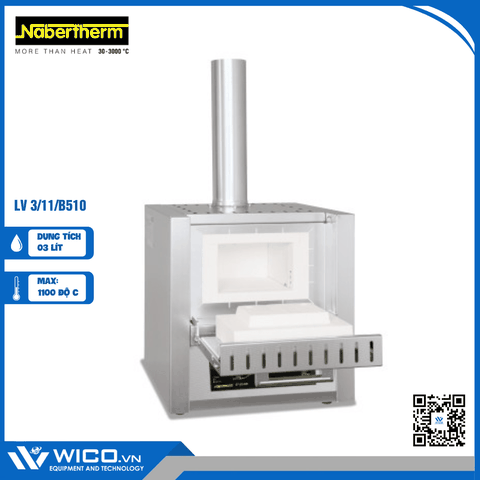 Lò Nung Đốt Tro 1100 độ C Nabertherm - Đức LV 3/11/B510 | 3 Lít - Cửa Lật