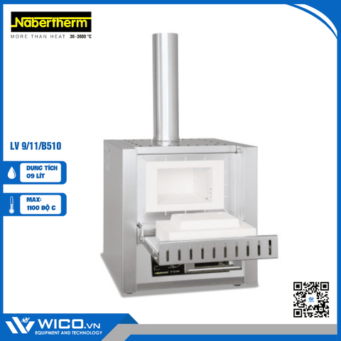 Lò Nung Đốt Tro 1100 độ C Nabertherm - Đức LV 9/11/B510 | 9 Lít - Cửa Lật