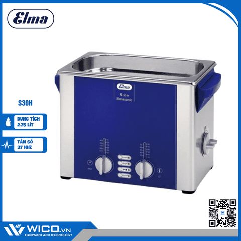 Bể rửa siêu âm có gia nhiệt Elma - Đức S30H | 2.75 Lít