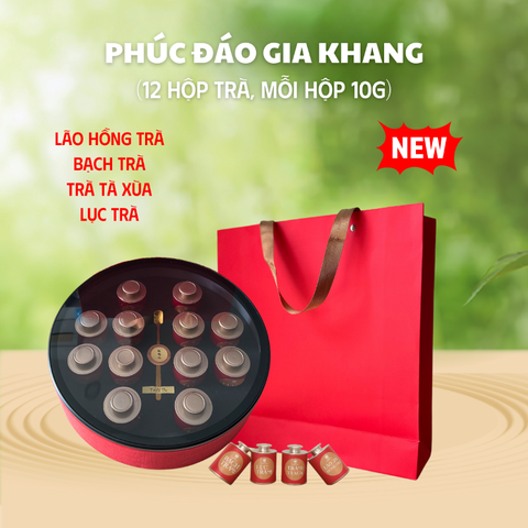 Hộp Quà tặng trà Phúc (đỏ) - Trà Shan Tuyết cổ thụ - Hồng Kỳ Tea