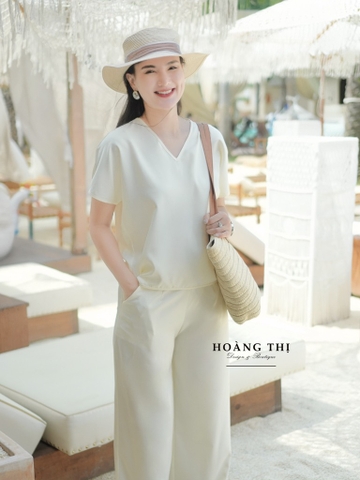 SET COTTON - CỔ XẺ V QUẦN DÀI