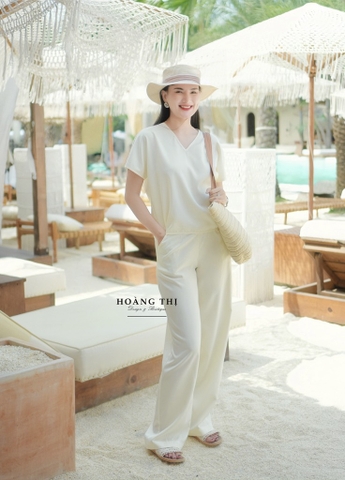 SET COTTON - CỔ XẺ V QUẦN DÀI