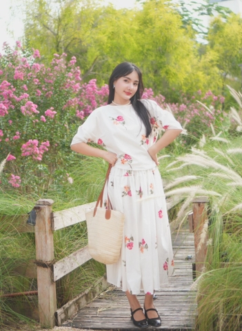 SET BOHO HỌA TIẾT HOA HỒNG