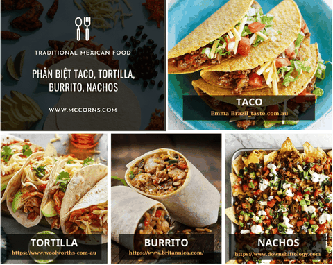 Tìm hiểu thêm về bánh Tortilla, taco, burrito và nachos