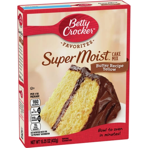 Bột Làm Bánh Pha Sẵn Betty Crocker Super Moist Yellow Cake Mix, Hộp 432g (15.25 Oz.)
