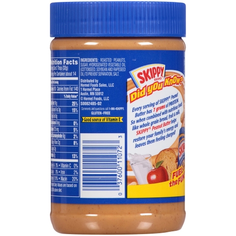 Bơ Đậu Phộng Hạt Giòn SKIPPY SUPER CHUNK Extra Crunchy Peanut Butter, Hộp 462g (16.3 Oz.)