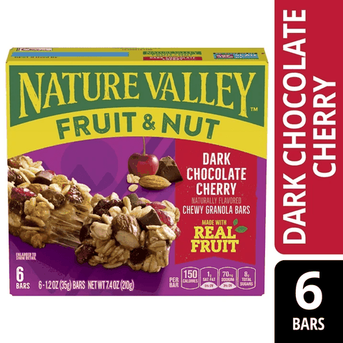 Thanh Ngũ Cốc Socola, Hạt Và Cherry Nature Valley Fruit & Nut Chewy Granola Bar, Hộp 6 Thanh x 35g