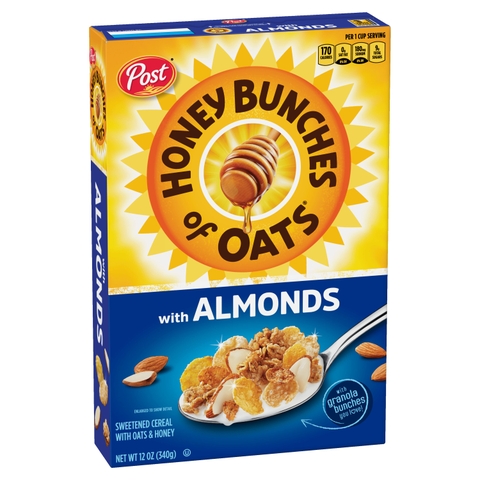 Ngũ Cốc Ăn Sáng Yến Mạch Mật Ong Với Hạnh Nhân Post Honey Bunches of Oats with Almonds Breakfast Cereal with Granola Clusters, Hộp 340g