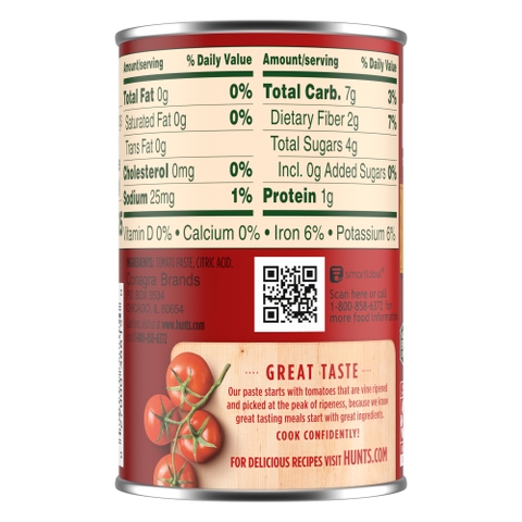 Sốt Cà Chua Đậm Đặc Hunt's 100% Natural Tomato Paste, Hộp 170g (6 Oz.)