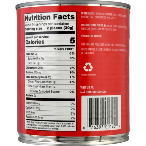 Ớt Jalapenos Nguyên Trái Đóng Hộp La Costena Green Pickled Jalapeño Peppers, Hộp 737g (26 Oz.)