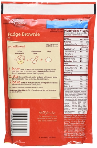 Bột Bánh Fudge Brownie Pha Sẵn Betty Crocker Fudge Brownie Mix Dutch Cocoa, Gói 290g