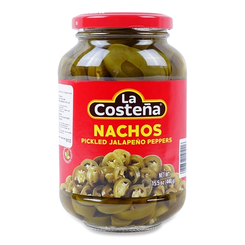 Ớt Jalapeno Cắt Lát Ngâm Dấm La Costena Nacho Pickled Jalapeno Peppers, Lọ 440g