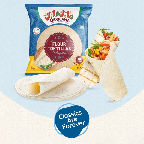 Vỏ Bánh Tortilla Truyền Thống Mama Mexicana Flour Tortilla Original (Size 20cm), Gói 10 Vỏ (Gói 450g)