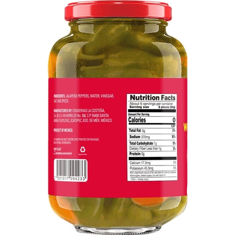 Ớt Jalapeno Nguyên Trái Ngâm Dấm La Costena Whole Jalapeno Peppers, Lọ 440g