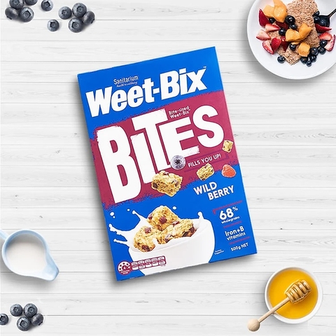Bánh Ngũ Cốc Ăn Sáng Weet-Bix Bites Vị Dâu Rừng Giàu Chất Xơ Ít Đường, Hộp 500g