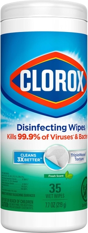 Khăn Lau Khử Khuẩn Clorox Disinfecting Wipes Fresh Scent, Hộp 35 Miếng 17.78 x 20.32 cm (7