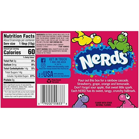 Kẹo Trái Cây Cầu Vồng Nerds Rainbow, Hộp 141g