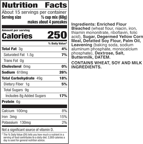 Bột Làm Bánh Pancake Pha Sẵn Vị Bơ Sữa BETTY CROCKER, Hộp 1.04 kg (37 Oz.) (2 LB 5 Oz.)