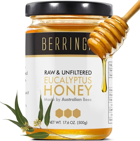 Mật Ong Nguyên Chất Hữu Cơ Berringa Raw Eucalyptus Honey Organic, Lọ 500g