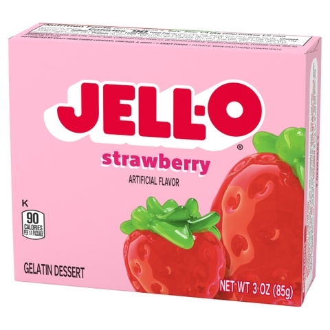 Bột Thạch Vị Dâu Jell-O Strawberry Gelatin Dessert, Hộp 85g (3 Oz.)