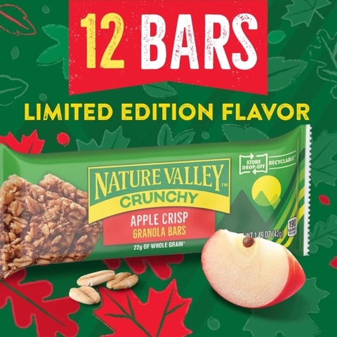 Thanh Ngũ Cốc Táo Giòn Nature Valley Apple Crisp Granola Bars, Hộp 12 Thanh (Hộp 253g)