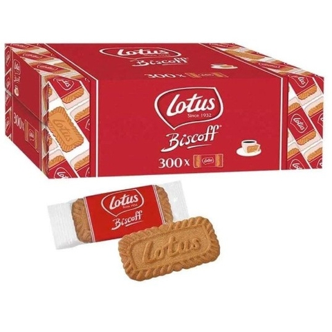 Bánh Quy Thuần Chay Caramel Lotus Biscoff Original, Thùng 300 gói bánh (6 cây x 50 gói, gói 1 bánh)