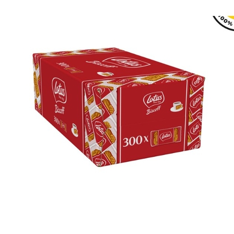 Bánh Quy Thuần Chay Caramel Lotus Biscoff Original, Thùng 300 gói bánh (6 cây x 50 gói, gói 1 bánh)