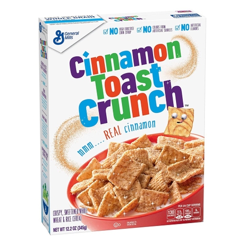 Bánh Ngũ Cốc Ăn Sáng Vị Quế General Mills Cinnamon Toast Crunch Cereal, Hộp 345g (12.2 Oz.)