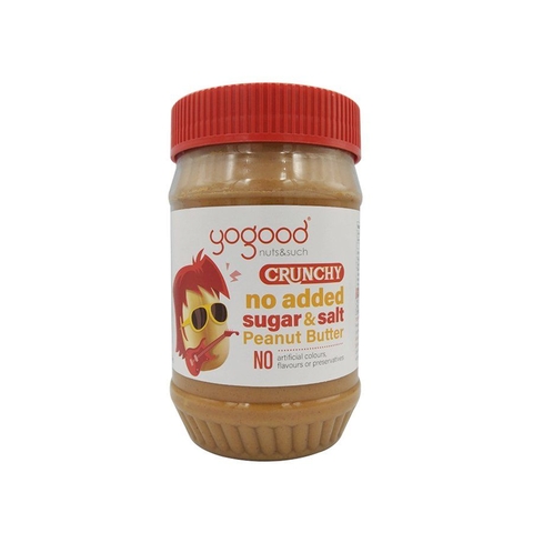 Bơ Đậu Phộng Không Đường Có Hạt Giòn Yogood No Added Sugar Crunchy Peanut Butter, Hộp 453g