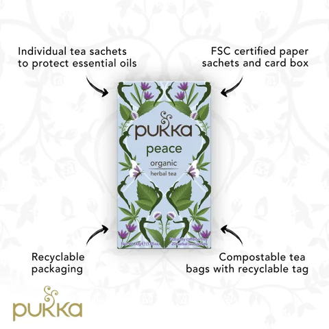 Trà Thảo Mộc Thư Giãn Pukka Peace Organic Herbal Tea, Hộp 20 gói