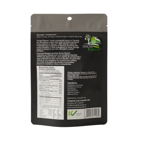 Trái Nam Việt Quất Khô Tự Nhiên Snow Farms Dried Cranberries, Gói 120g
