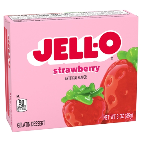 Bột Thạch Vị Dâu Jell-O Strawberry Gelatin Dessert, Hộp 85g (3 Oz.)