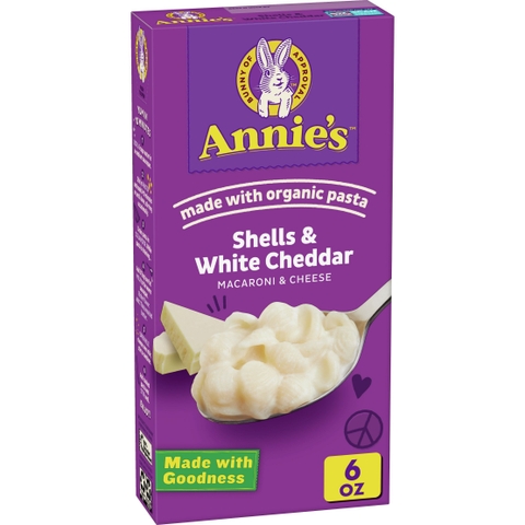 Nui Sò Với Phô Mai Cheddar Hữu Cơ Annies Macaroni Shells & White Cheddar, Hộp 170g (6 Oz.)
